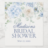 Something Blue Bloemige Hydrangea Bruiloftsborrel Wijn Etiket (Enkel label)