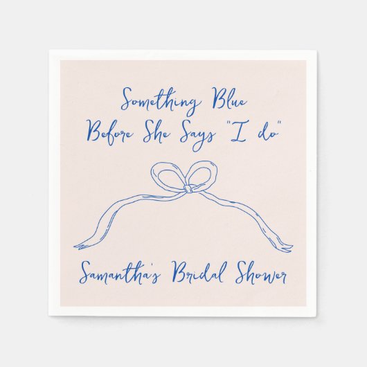 Something Blue Boog Handgetekende Bruidsdouche Servet (Voorkant)