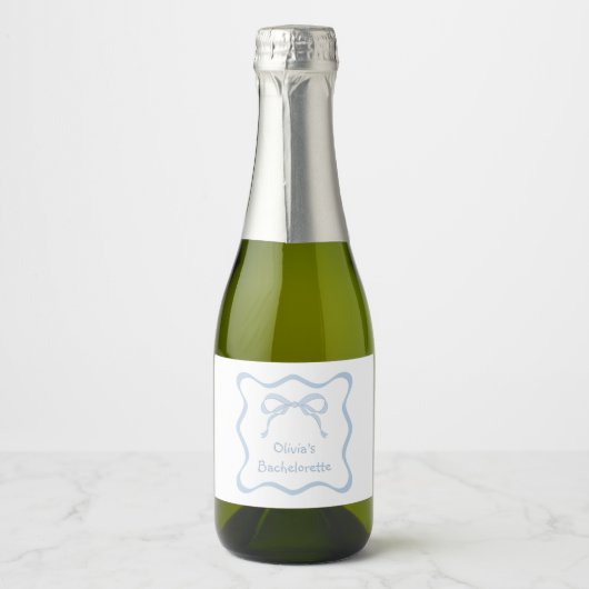 Something Blue Bow Bachelorette Party Champagne Sparkling Wijnetiket (Voorkant)