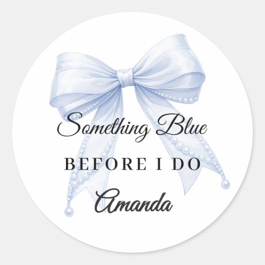 Something blue bow Bridal Showe Ronde Sticker (Voorkant)