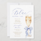 Something Blue Bow Bridal Shower Invitation Kaart (Voorkant)
