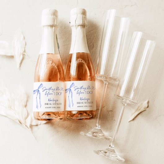 Something Blue Bow Bruidsfeest, Bruidsbrunch Sparkling Wijnetiket