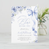 Something Blue Bow Floral Bridal Shower Invitation (Debout devant)