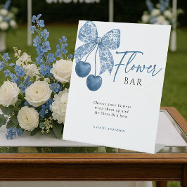 Something Blue Bridal Shower  Flower Bar Sign Reclamebord Met Voetstuk