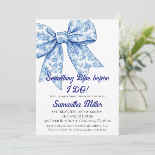 Something Blue Bridal Shower Invitation (Debout devant)