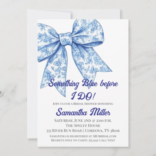 Something Blue Bridal Shower Invitation Kaart (Voorkant)