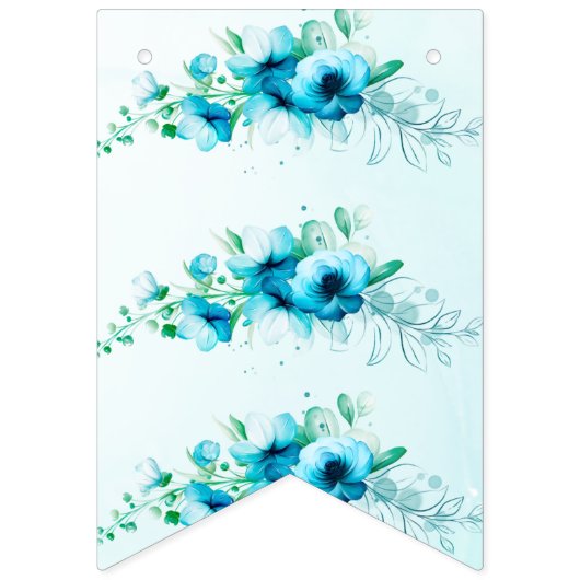 Something Blue Bruid Wordt Bruid Bloemige Bruiloft Vlaggetjes (Tweede vlag)