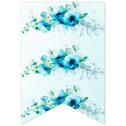 Something Blue Bruid Wordt Bruid Bloemige Bruiloft Vlaggetjes (Eerste vlag)