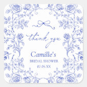 Something Blue Bruiloft Brunch Bedanken Vierkante Sticker (Voorkant)