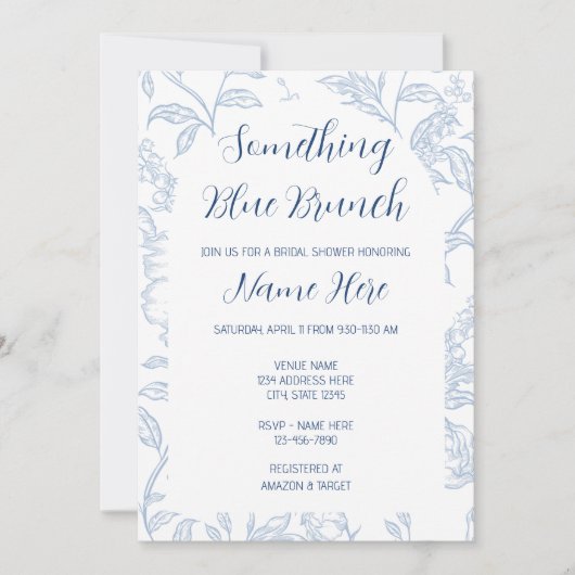Something Blue Brunch Bridal Shower Invitation (Devant)