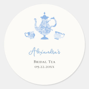 Something Blue Chinoiserie Kant Thee Bruidsfeest Ronde Sticker