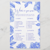 Something blue floral Bridal shower purse game (Voorkant)