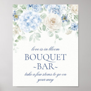 Something Blue Floral Hydrangea Bruids Boeket Bar Poster