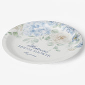 Something Blue Florale Hydrangea Bruiloftsfeest Papieren Bordje (Gekanteld)