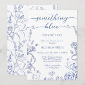Something Blue French Bridal Shower invitation Kaart (Voorkant / Achterkant)