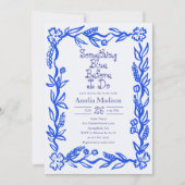 Something Blue Hand Drawn Flower Bridal Shower Kaart (Voorkant)