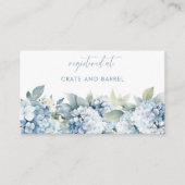 Something Blue Hydrangea Bridal Registry Card Informatiekaartje (Voorkant)
