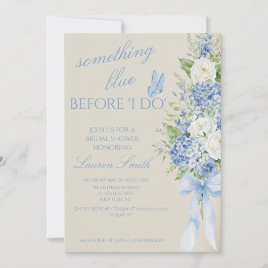 Something Blue Hydrangea Bridal Shower Invitation (Devant)