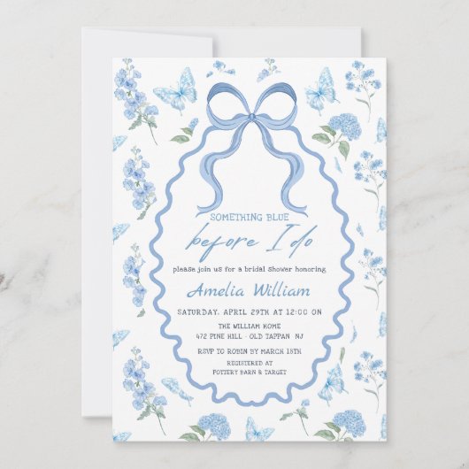 Something Blue Hydrangea Bridal Shower Invitation (Devant)
