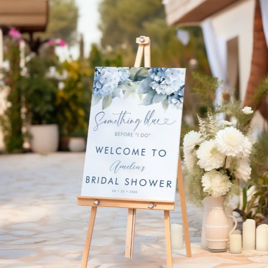 Something Blue Hydrangea Bridal Shower Sign