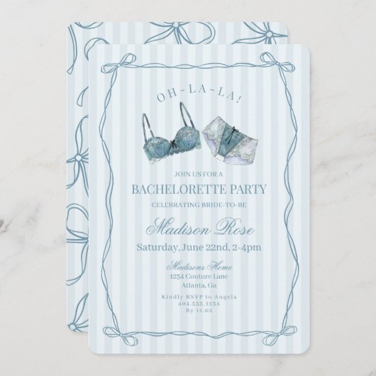 Something Blue Lingerie Lace Bachelorette Party Kaart (Voorkant / Achterkant)