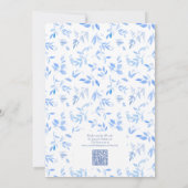 Something Blue QR Code Floral Script Vrijgezellenf Kaart (Achterkant)