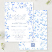 Something Blue QR Code Floral Script Vrijgezellenf Kaart