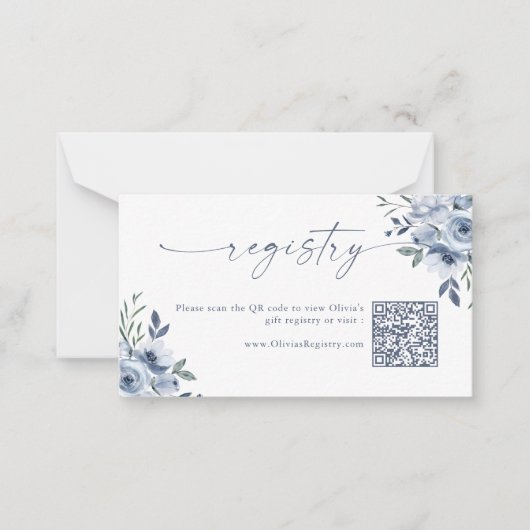Something Blue QR Code Gift Registry Bloemen Kaart Notitiekaartje (Voorkant)
