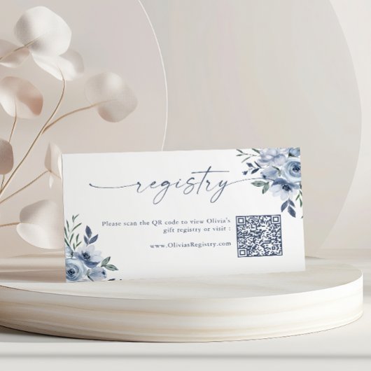 Something Blue QR Code Gift Registry Bloemen Kaart Notitiekaartje