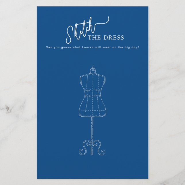 Something Blue Sketch the Dress Bridal Shower Game (Voorkant)