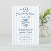 Something Blue Stripe Bridal Shower Invitation (Debout devant)