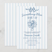 Something Blue Stripe Bridal Shower Invitation (Devant / Derrière)