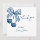 Something Blue Theme Blue Bow Bridal Shower Bedankkaart (Voorkant)