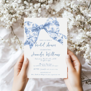 Something Blue Toile Bow Coquette Vrijgezellenfees Kaart