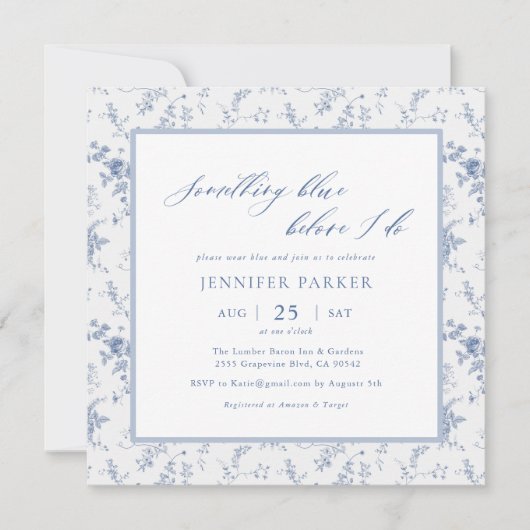 Something Blue Victoriaanse Bruiloftsborrel Kaart (Voorkant)