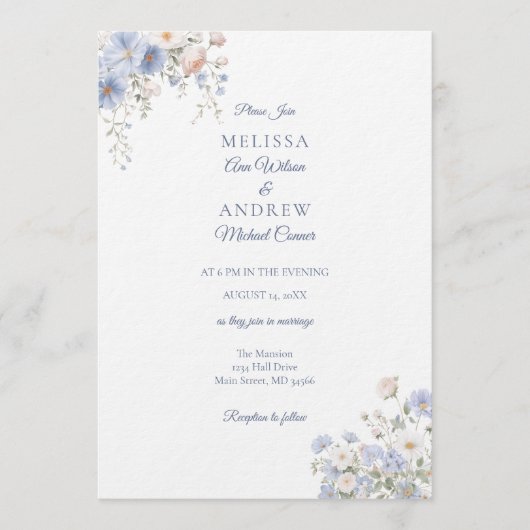 Something Blue Wedding Invitation Suite (Devant)
