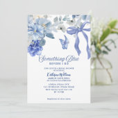 Something Blue White Floral Bow Bridal Shower Kaart (Staand voorkant)