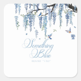 Something Blue Wildflower Bouquet Bridal Shower  Vierkante Sticker