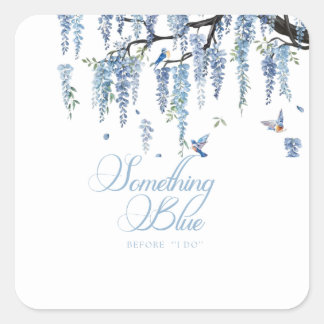 Something Blue Wildflower Bouquet Bridal Shower  Vierkante Sticker