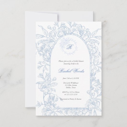 Something Blue Wildflower Bridal Shower Invitation (Devant)