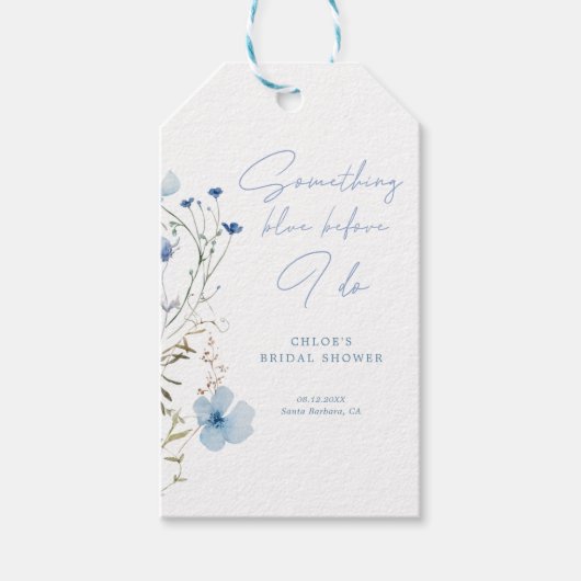 Something Blue Wildflower Bruidsdouche Cadeaulabel (Voorkant)