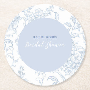 Something Blue Wildflower Bruidsdouche Uitnodiging Ronde Kartonnen Onderzetter
