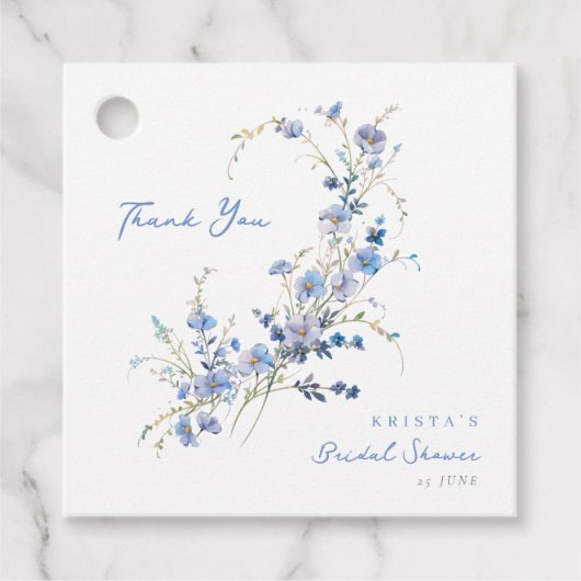 Something Blue Wildflowers Bridal Shower Bedankjes Labels (Voorkant)