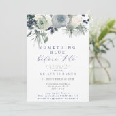 Something Blue Winter Bloemen Bruiloftsfeest Kaart (Staand voorkant)