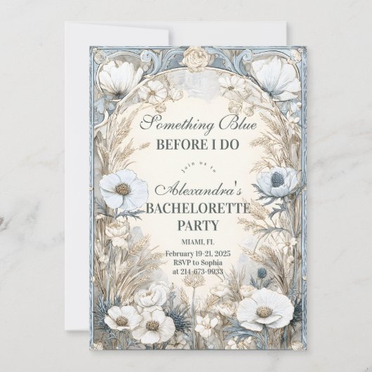 Something Blue Winter Floral Bachelorette Kaart (Voorkant)