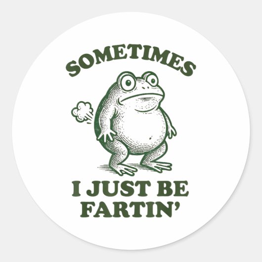 Sometimes I Just Be Fartin' Funny Frog  Ronde Sticker (Voorkant)