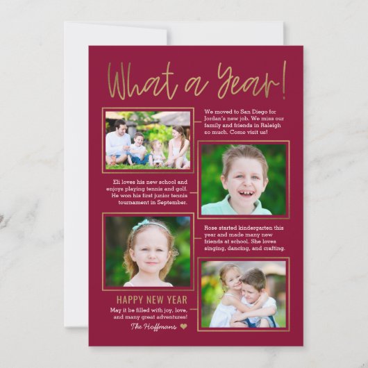 Sommaire de l'année Couleur modifiable Carte photo (Devant)