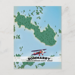 Sommarøy Noorwegen reisposterkaart Briefkaart