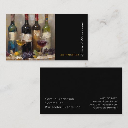 Sommelier Bartender Wine Master Cartes de visite (Devant / Derrière)