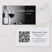 Sommelier Wine Bottle Custom QR Code Visitekaartje (Voorkant / Achterkant)